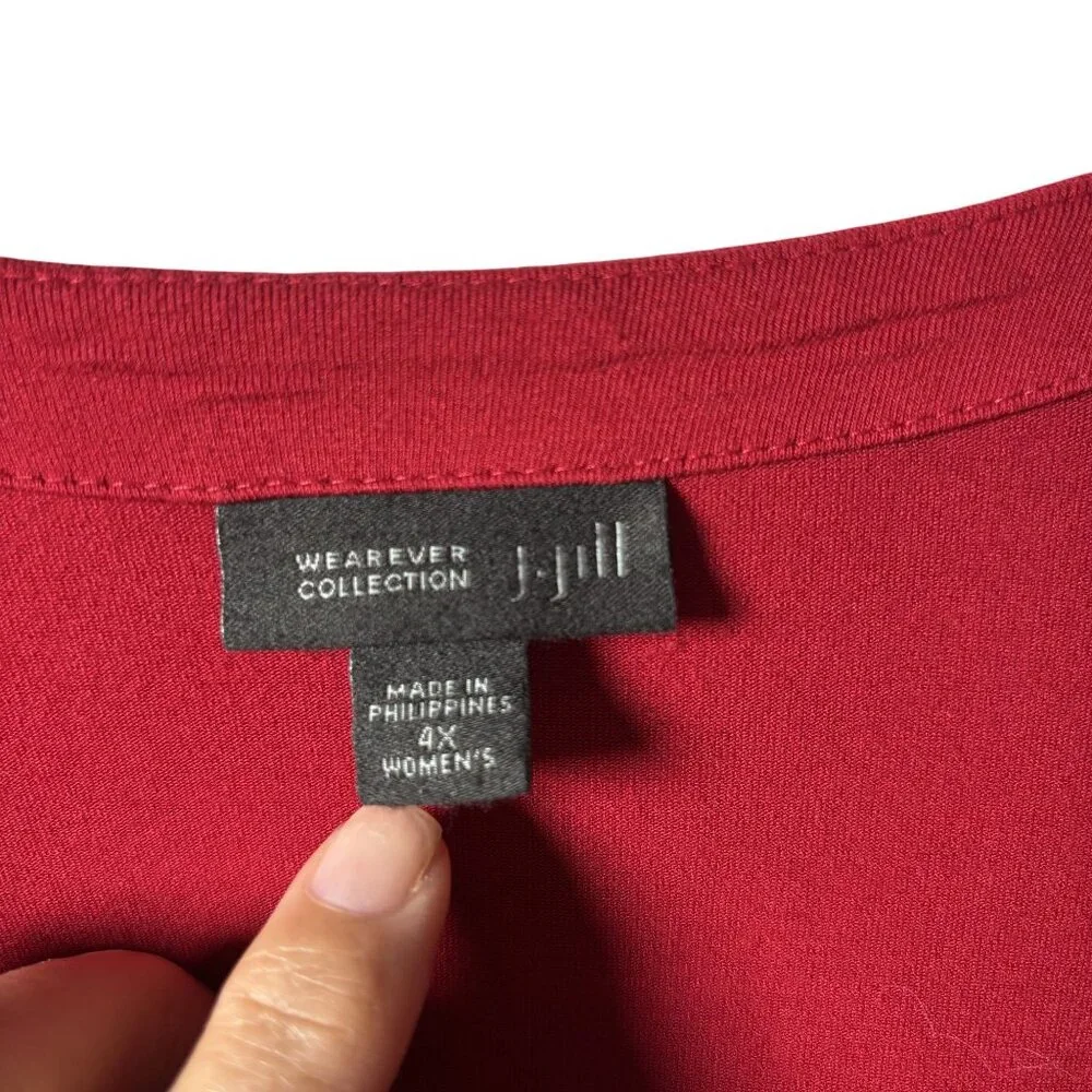 J. Jill Wearever Collection Womens 4X Red Long Sleeve Cardigan